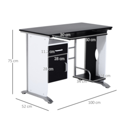 HOMCOM Computer Desk with Sliding Keyboard Tray Storage Drawers and Host Box Shelf Home Office Workstation (Black) - Aosom UK - thumbnail 3