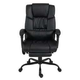Vinsetto Massage Office Chair - Adjustable Leather Reclining with 6-Point Massage, Desk Chair with Adjustable Height and Footrest - Aosom UK - thumbnail 1