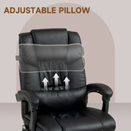 Vinsetto Massage Office Chair - Adjustable Leather Reclining with 6-Point Massage, Desk Chair with Adjustable Height and Footrest - Aosom UK - thumbnail 7