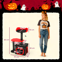 PawHut Cat Tree, Gothic Cat Tower with Scratching Posts, Cute Condo, Coffin Platform, Bed and Spider Toy, Halloween - thumbnail 3