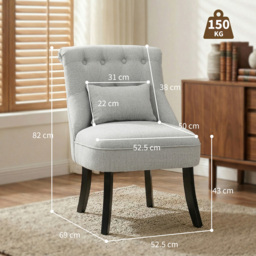 HOMCOM Fabric Single Sofa Dining Chair Tub Chair Upholstered W/ Pillow Solid Wood Leg Home Living Room Furniture, Cat Scratch Resistant, Grey - Aosom UK - thumbnail 3