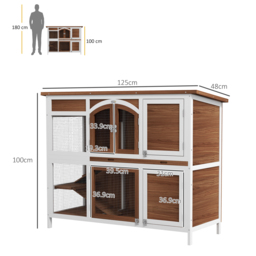 PawHut Two-Tier Wooden Pet Hutch with Openable Roof, Slide-Out Tray - Aosom UK - thumbnail 3