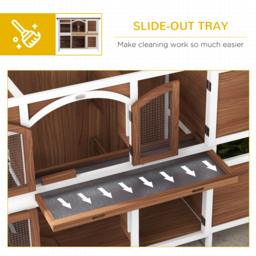PawHut Two-Tier Wooden Pet Hutch with Openable Roof, Slide-Out Tray - Aosom UK - thumbnail 6