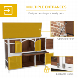 PawHut Two-Tier Wooden Pet Hutch with Openable Roof, Slide-Out Tray - Aosom UK - thumbnail 5