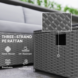 Outsunny Five Piece Rattan Garden Furniture Set with Gas Fire Pit Table and Footstool - Grey - thumbnail 7