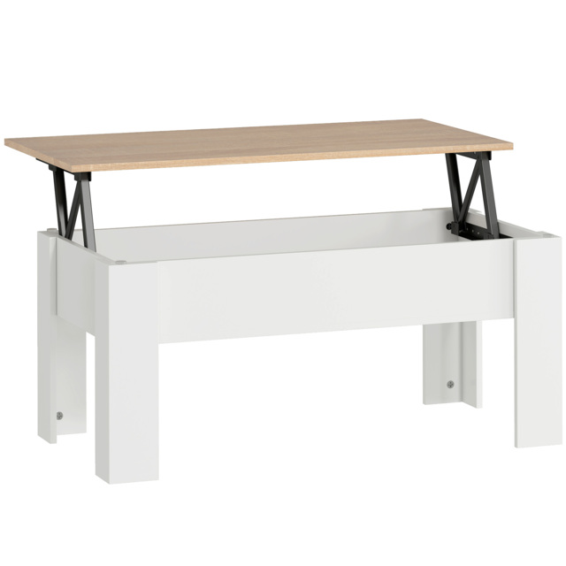 HOMCOM Lift Top Coffee Table with Hidden Storage Compartment, Lift Tabletop Pop-Up Center Table for Living Room - Aosom UK - image 1