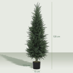 HOMCOM Set of 2 Decorative Artificial Plant, 120 cm Cypress Tree with 638 Leaves in Pot, UV-Resistant Plastic Fake Tree for Indoor Outdoor Home Office - thumbnail 3