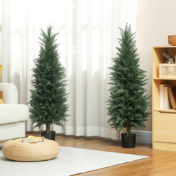 HOMCOM Set of 2 Decorative Artificial Plant, 120 cm Cypress Tree with 638 Leaves in Pot, UV-Resistant Plastic Fake Tree for Indoor Outdoor Home Office - thumbnail 8