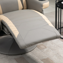 HOMCOM Manual Recliner Chair Armchair PU Leather Lounge Chair w/ Adjustable Leg Rest, 135° Reclining Function, 360° Swivel, Grey - thumbnail 7