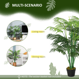 Outsunny Artificial Palm Tree, 125cm/4FT, Decorative Fake Plant with 18 Leaves, Nursery Pot, Plastic for Indoor Outdoor, Green - Aosom UK - thumbnail 4