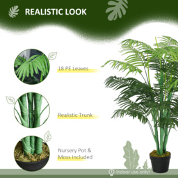 Outsunny Artificial Palm Tree, 125cm/4FT, Decorative Fake Plant with 18 Leaves, Nursery Pot, Plastic for Indoor Outdoor, Green - Aosom UK - thumbnail 5