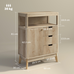 HOMCOM Small Sideboard with Drawers and Adjustable Shelf - Nature Wood Finish - thumbnail 3