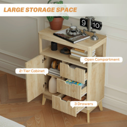 HOMCOM Small Sideboard with Drawers and Adjustable Shelf - Nature Wood Finish - thumbnail 5