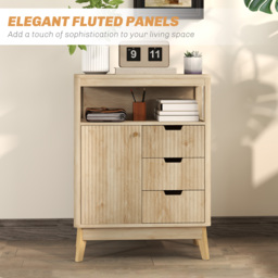 HOMCOM Small Sideboard with Drawers and Adjustable Shelf - Nature Wood Finish - thumbnail 4