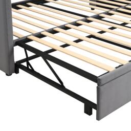 Space-Saving Daybed with Pull-Out Trundle, Ideal Bed Frame for Studios or Multi‑Purpose Guest-Spaces, 200L x 140W x 100H cm, Grey - Aosom UK - thumbnail 9