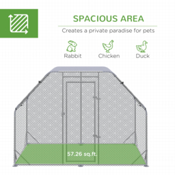 PawHut Chicken Run with Roof, Walk In Chicken Coop for 4-6 Chickens, Hen House Duck Pen Outdoor, 280x190x195 cm - thumbnail 4