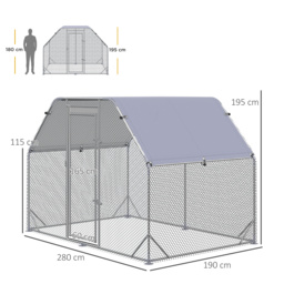 PawHut Chicken Run with Roof, Walk In Chicken Coop for 4-6 Chickens, Hen House Duck Pen Outdoor, 280x190x195 cm - thumbnail 3