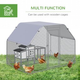 PawHut Chicken Run with Roof, Walk In Chicken Coop for 4-6 Chickens, Hen House Duck Pen Outdoor, 280x190x195 cm - thumbnail 6