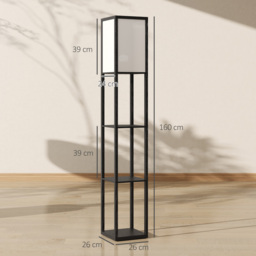 HOMCOM Floor Lamp with Shelves, 3 Layer Column Modern Standing Lamp for Living Room, Bedroom, Office, Bulb not Included, Black - thumbnail 3