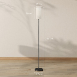 HOMCOM Floor Lamp for Living Room, Modern Standing Lamp with Linen Shade & Foot Switch, Minimalist Tall Pole Lampshade for Bedroom, Office, White - thumbnail 3