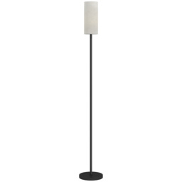HOMCOM Floor Lamp for Living Room, Modern Standing Lamp with Linen Shade & Foot Switch, Minimalist Tall Pole Lampshade for Bedroom, Office, White - thumbnail 1