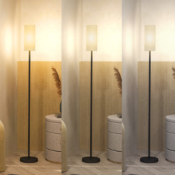 HOMCOM Floor Lamp for Living Room, Modern Standing Lamp with Linen Shade & Foot Switch, Minimalist Tall Pole Lampshade for Bedroom, Office, White - thumbnail 9