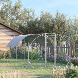 PawHut Walk In Chicken Run Galvanized Chicken Coop Hen Poultry House Cage Rabbit Hutch Pet Playpen Backyard with Water-Resist Cover, 2.8 x 3.8 x 2m - thumbnail 2