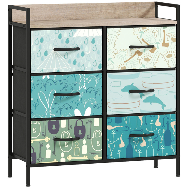 HOMCOM 6-Drawer Chest of Drawers - Blue - image 1
