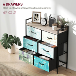 HOMCOM 6-Drawer Chest of Drawers - Blue - thumbnail 4