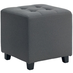 HOMCOM Square Footstool, Linen Fabric Footrest Foot Stool with Rubber Wood Legs and Padded Seat for Living Room, Entryway, 35 x 35 x 35cm, Grey
