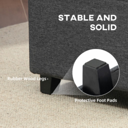 HOMCOM Square Footstool, Linen Fabric Footrest Foot Stool with Rubber Wood Legs and Padded Seat for Living Room, Entryway, 35 x 35 x 35cm, Grey - thumbnail 7