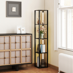 HOMCOM Floor Lamp with Shelves, 4 Layer Dimmable Column Modern Standing Lamp with 3 Brightness Levels and Foot Switch for Living Room, Bedroom, Office, Black - thumbnail 8