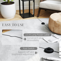 HOMCOM Floor Lamp with Shelves, 4 Layer Dimmable Column Modern Standing Lamp with 3 Brightness Levels and Foot Switch for Living Room, Bedroom, Office, Black - thumbnail 7