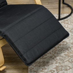 HOMCOM Rocking Lounge Chair Recliner Relaxation Lounging Relaxing Seat with Adjustable Footrest, Side Pocket and Pillow, Black - Aosom UK - thumbnail 8