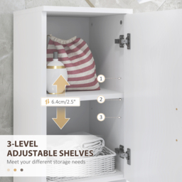 kleankin Line Embossed Tall Bathroom Storage Cabinet - White - thumbnail 5