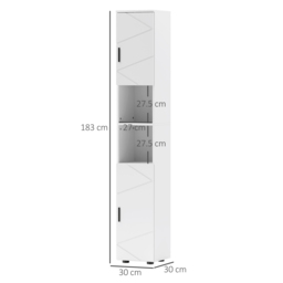 kleankin Line Embossed Tall Bathroom Storage Cabinet - White - thumbnail 3