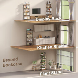 HOMCOM 5-Tier Bookshelf, Industrial Bookcase with Metal Frame - Rustic Brown and Black - thumbnail 6