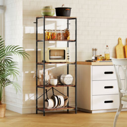 HOMCOM 5-Tier Bookshelf, Industrial Bookcase with Metal Frame - Rustic Brown and Black - thumbnail 9
