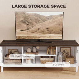 HOMCOM TV Stand for TVs up to 42 Inch, Farmhouse Entertainment Center with 2 Open Shelves, 2 Cabinets and Thick Top - thumbnail 5