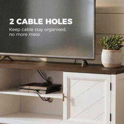 HOMCOM TV Stand for TVs up to 42 Inch, Farmhouse Entertainment Center with 2 Open Shelves, 2 Cabinets and Thick Top - thumbnail 8