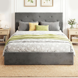 HOMCOM King Size Bed Frame Gas Side Lift Under Bed Storage Upholstered Platform Bed Tufted Headboard for 150 x 200 cm Mattress - thumbnail 2