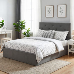 HOMCOM King Size Bed Frame Gas Side Lift Under Bed Storage Upholstered Platform Bed Tufted Headboard for 150 x 200 cm Mattress - thumbnail 8