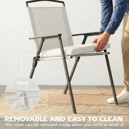 Outsunny Outdoor Seat Cushions Set of 2 with Ties, Waterproof Garden Seat Pads, Cream White - thumbnail 7