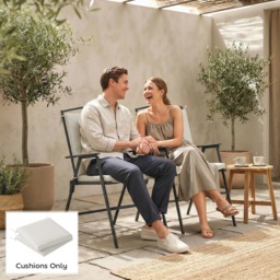 Outsunny Outdoor Seat Cushions Set of 2 with Ties, Waterproof Garden Seat Pads, Cream White - thumbnail 9