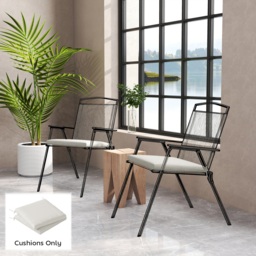 Outsunny Outdoor Seat Cushions Set of 2 with Ties, Waterproof Garden Seat Pads, Cream White - thumbnail 2