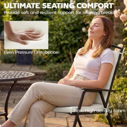 Outsunny Outdoor Seat Cushions Set of 2 with Ties, Waterproof Garden Seat Pads, Cream White - thumbnail 4