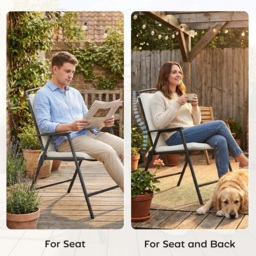 Outsunny Outdoor Seat Cushions Set of 2 with Ties, Waterproof Garden Seat Pads, Cream White - thumbnail 8