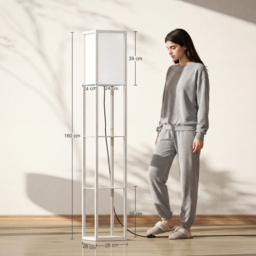 HOMCOM Standing Lamp, Floor Lamp with 3-Tier Storage Shelf, Reading Standing Lamp for Living Room, Bedroom, White - Aosom UK - thumbnail 3