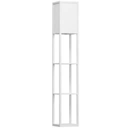 HOMCOM Standing Lamp, Floor Lamp with 3-Tier Storage Shelf, Reading Standing Lamp for Living Room, Bedroom, White - Aosom UK - thumbnail 1