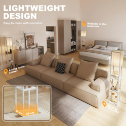 HOMCOM Standing Lamp, Floor Lamp with 3-Tier Storage Shelf, Reading Standing Lamp for Living Room, Bedroom, White - Aosom UK - thumbnail 8